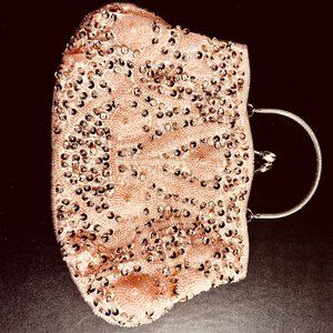 Pale Peach LN Vintage Style Beaded & Sequined Evening Bag